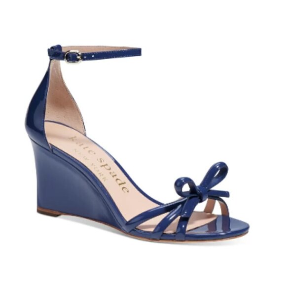 kate spade Shoes - kate spade new york Women's Flamenco Ankle Strap Wedge Navy Blue Sandals - 9.5